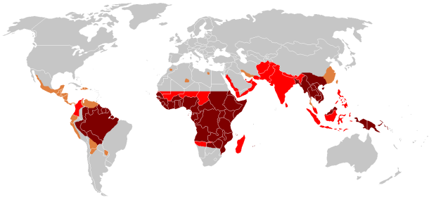 paludisme map of places affected by malaria by type